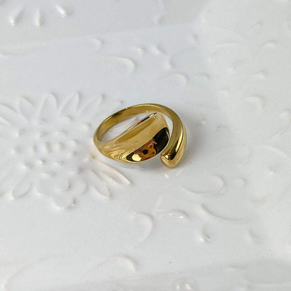 Gold Plated Geometric Ring Gold Chunky Ring Size 7 - Picture 5 of 11